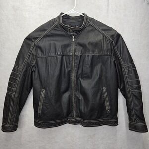 Wilsons Leathe Jacket Mens Size XXL Black Distressed Motorcycle Biker Grundge‎